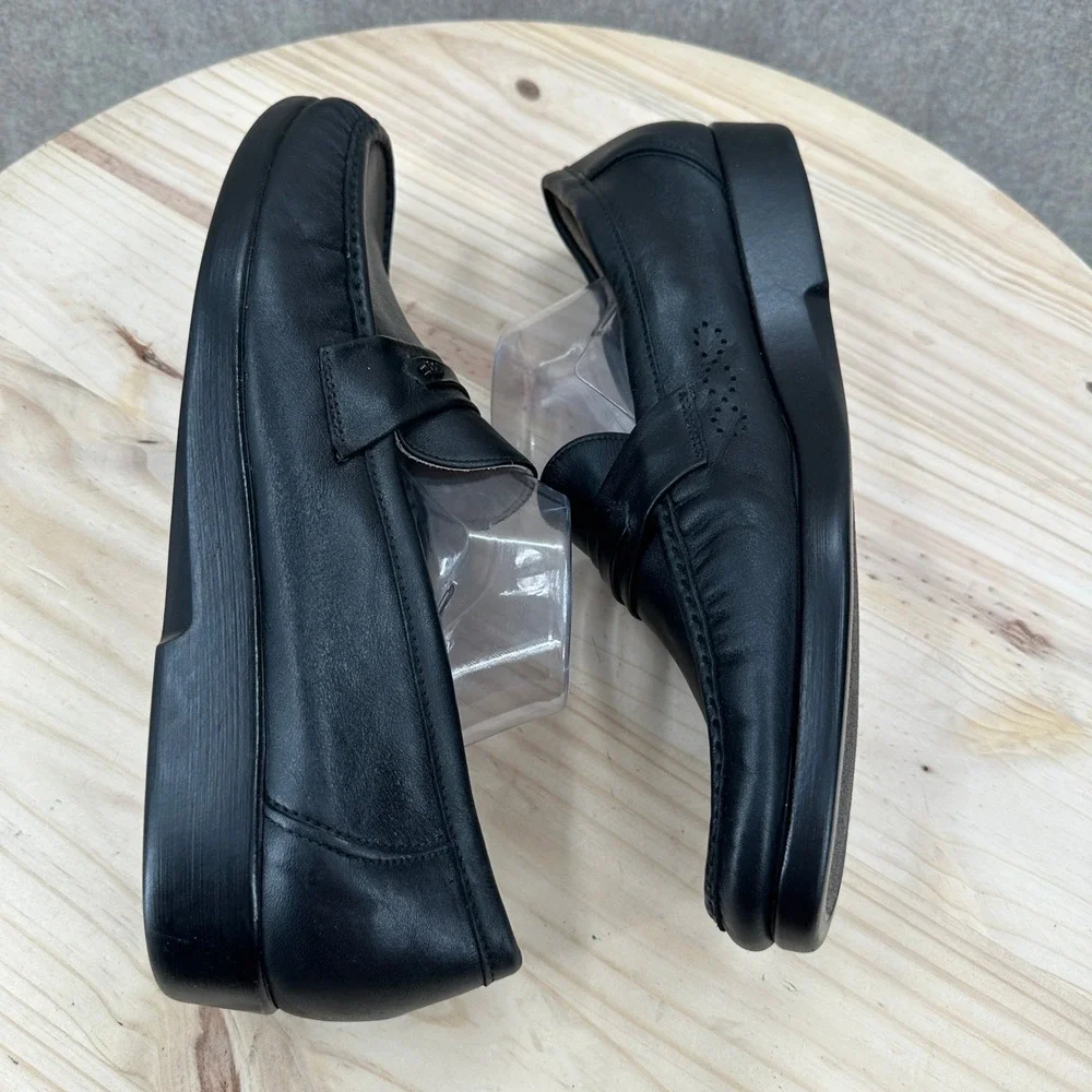 SAS Ace Penny Loafer Mens 13.5 W Black Leather Slip On Moc Toe Dress Shoes